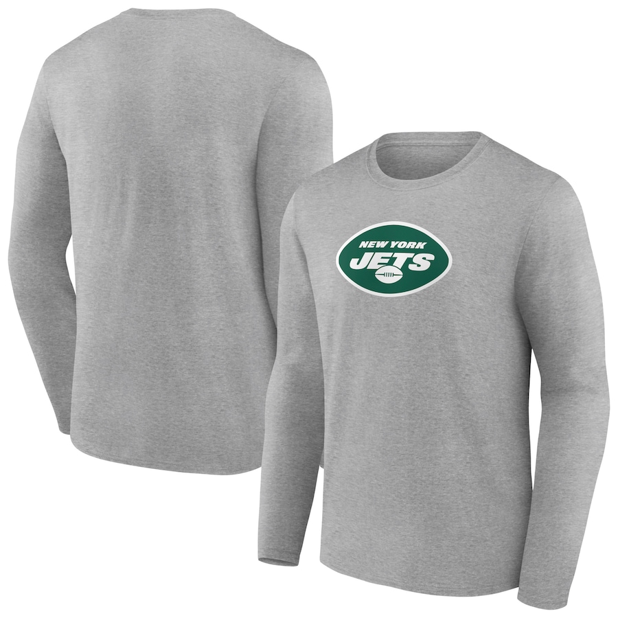 New York Jets Heather Gray Primary Team Logo Long Sleeve T-Shirt - Man New York Jets Heather Gray Primary Team Logo Long Sleeve T-Shirt - Man