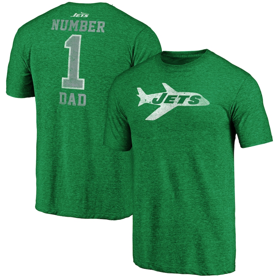 New York Jets Heathered Kelly Green Greatest Dad Retro Tri-Blend T-Shirt - Man New York Jets Heathered Kelly Green Greatest Dad Retro Tri-Blend T-Shirt - Man