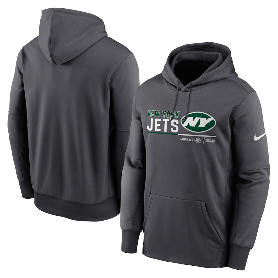 New York Jets Football Anthracite Prime Logo Name Split Pullover Hoodie - Man New York Jets Football Anthracite Prime Logo Name Split Pullover Hoodie - Man