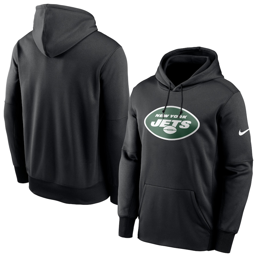 New York Jets Football Black Fan Gear Primary Logo Therma Performance Pullover Hoodie - Man New York Jets Football Black Fan Gear Primary Logo Therma Performance Pullover Hoodie - Man