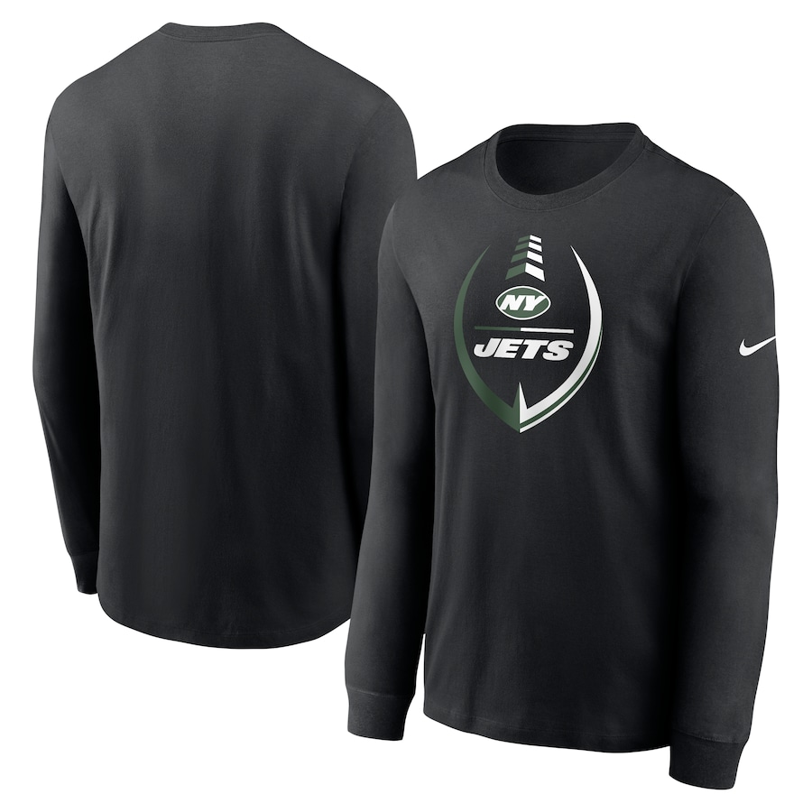 New York Jets Football Black Icon Legend Long Sleeve Performance T-Shirt - Man