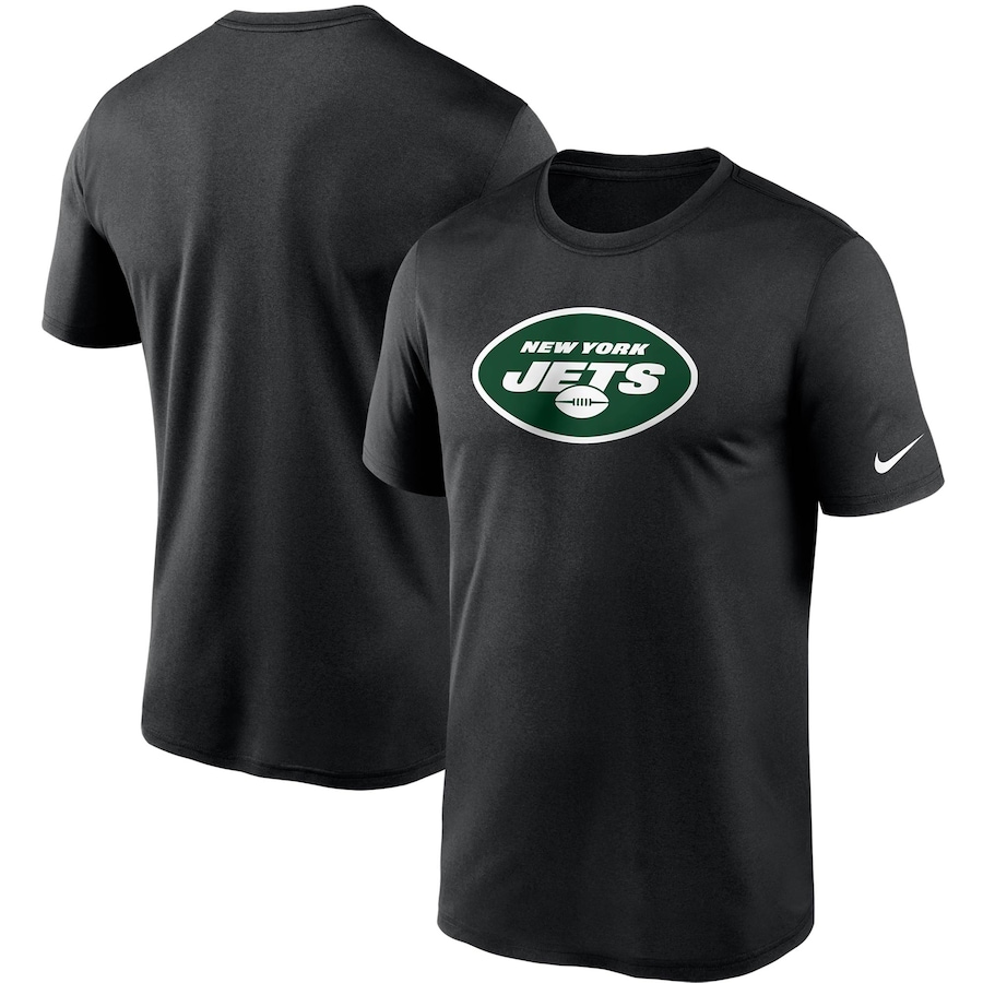 New York Jets Football Black Logo Essential Legend Performance T-Shirt - Man