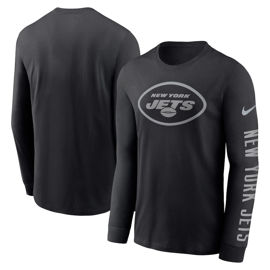 New York Jets Football Black RFLCTV Name and Logo T-Shirt - Man