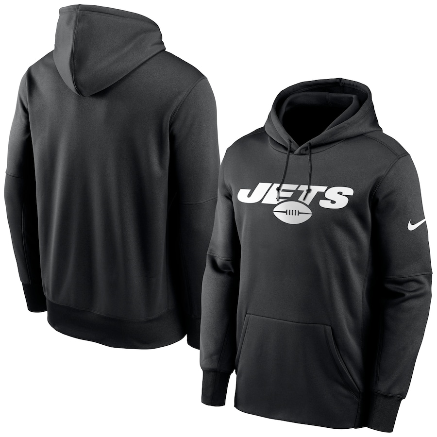 New York Jets Football Black Wordmark Performance Pullover Hoodie - Man New York Jets Football Black Wordmark Performance Pullover Hoodie - Man