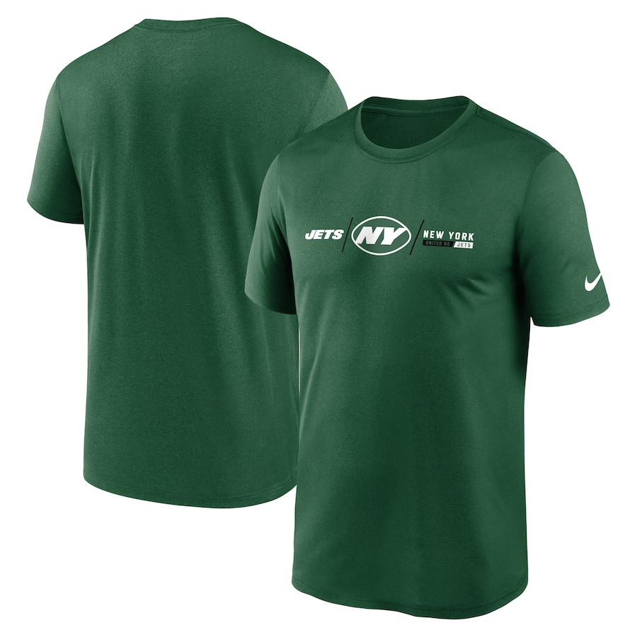 New York Jets Football Green Horizontal Lockup Legend Performance T-Shirt - Man