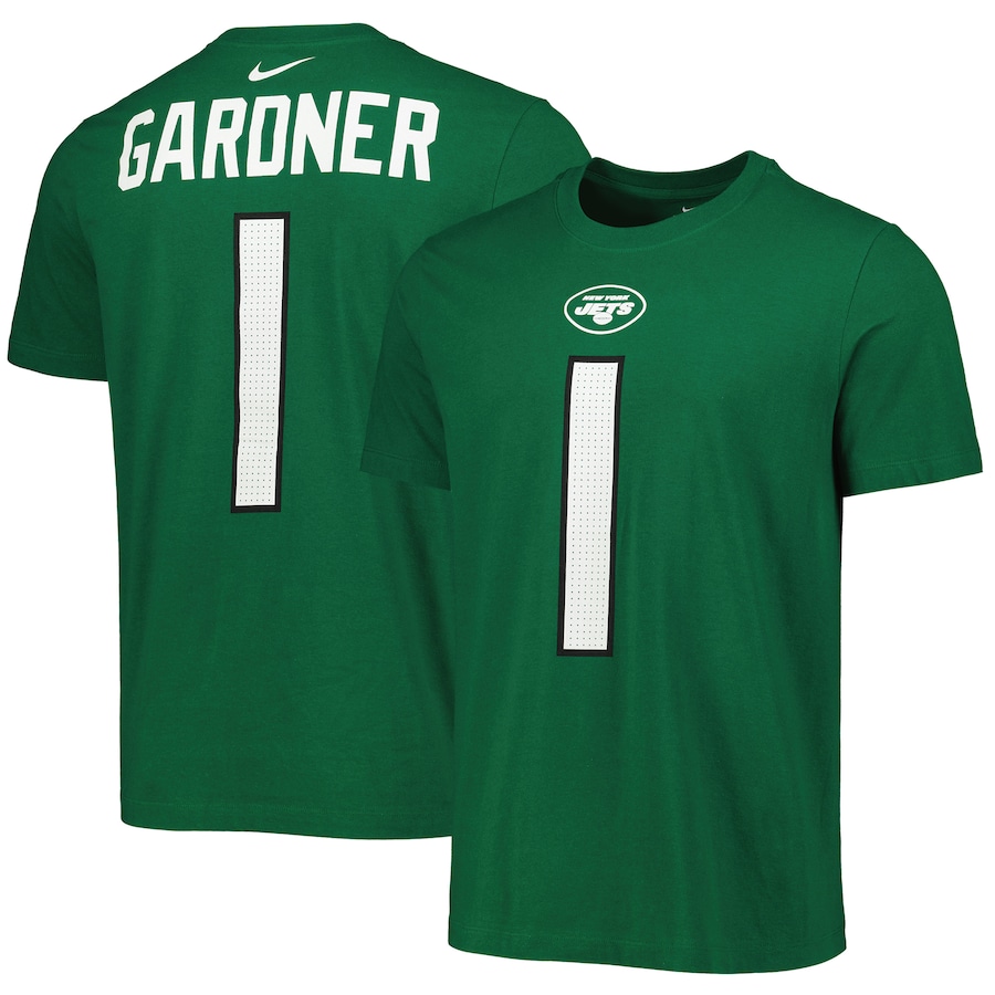 New York Jets Sauce Gardner Football Green Player Name & Number T-Shirt - Man