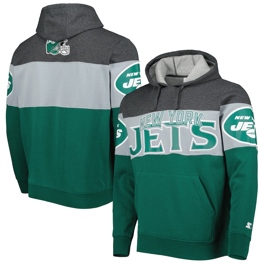 New York Jets Starter Green/Heather Charcoal Extreme Pullover Hoodie - Man New York Jets Starter Green/Heather Charcoal Extreme Pullover Hoodie - Man