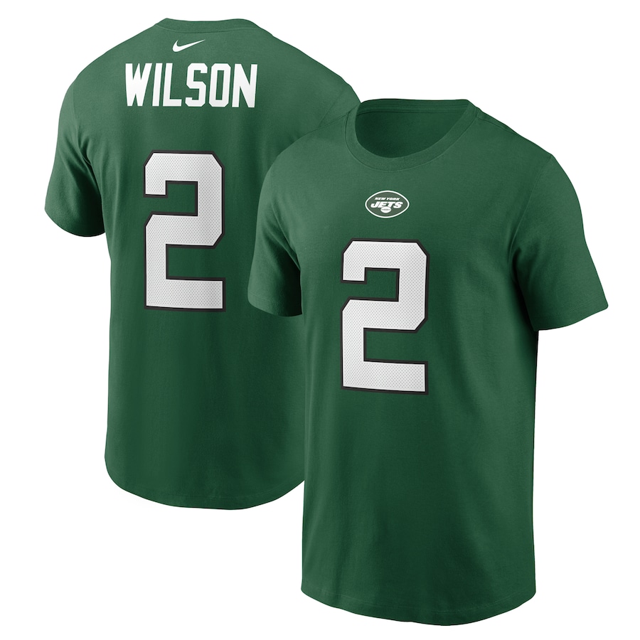 New York Jets Zach Wilson Football Green Player Name & Number T-Shirt - Man