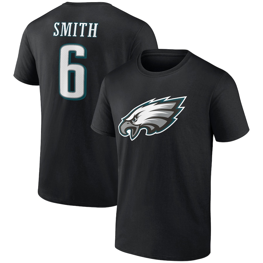 Philadelphia Eagles DeVonta Smith Black Icon Player Name & Number T-Shirt - Man