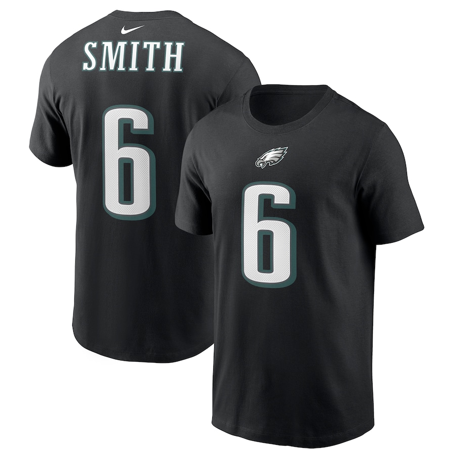 Philadelphia Eagles DeVonta Smith Football Black Player Name & Number T-Shirt - Man