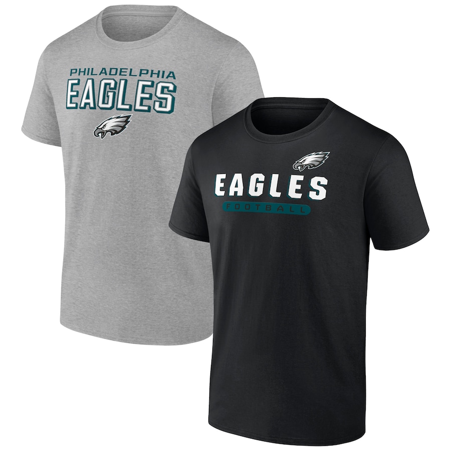 Philadelphia Eagles Black/Heathered Gray T-Shirt Combo Pack - Man