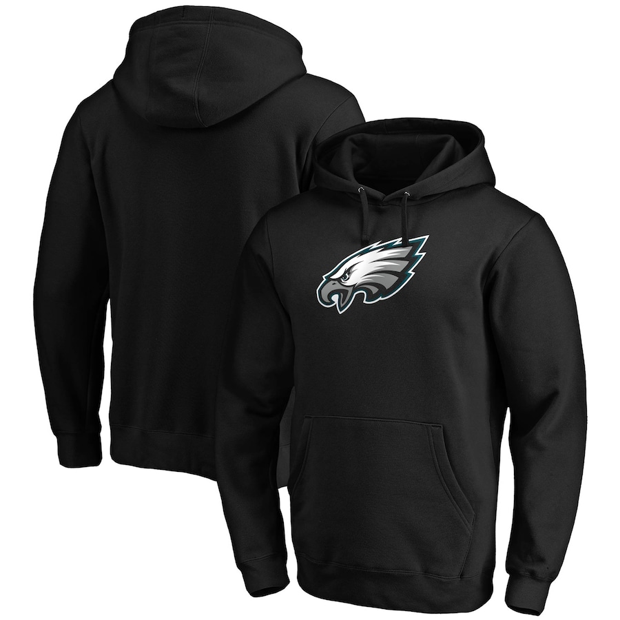 Philadelphia Eagles Black Primary Logo Fitted Pullover Hoodie - Man