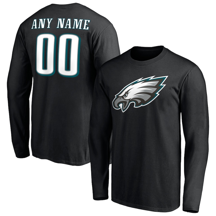 Philadelphia Eagles Black Team Authentic Personalized Name & Number Long Sleeve T-Shirt - Man Philadelphia Eagles Black Team Authentic Personalized Name & Number Long Sleeve T-Shirt - Man