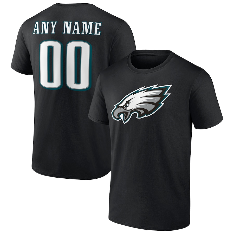 Philadelphia Eagles Black Team Authentic Personalized Name & Number T-Shirt - Man Philadelphia Eagles Black Team Authentic Personalized Name & Number T-Shirt - Man