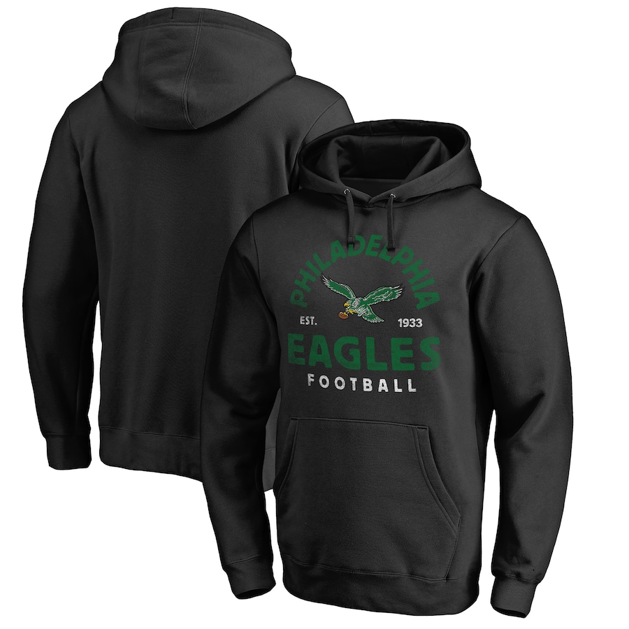 Philadelphia Eagles Black Timeless Collection Vintage Arch Pullover Hoodie - Man