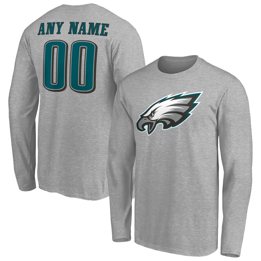 Philadelphia Eagles Gray Team Authentic Custom Long Sleeve T-Shirt - Man Philadelphia Eagles Gray Team Authentic Custom Long Sleeve T-Shirt - Man