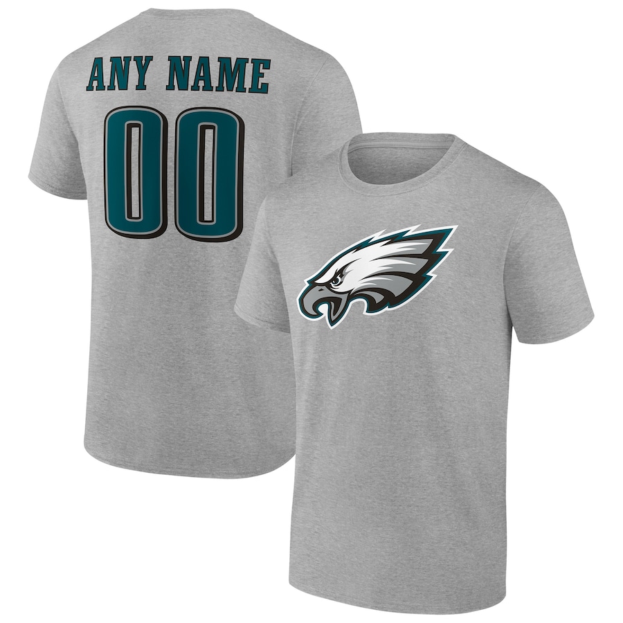 Philadelphia Eagles Heathered Gray Team Authentic Custom T-Shirt - Man Philadelphia Eagles Heathered Gray Team Authentic Custom T-Shirt - Man