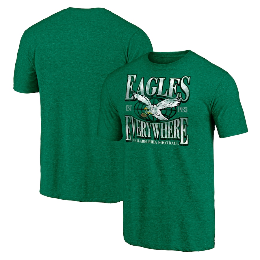 Philadelphia Eagles Heathered Kelly Green Hometown Collection Vintage Tri-Blend T-Shirt - Man