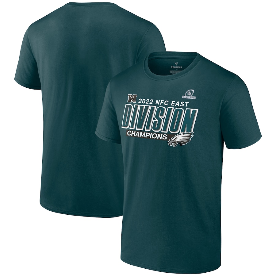 Philadelphia Eagles Midnight Green 2022 NFC East Division Champions Divide & Conquer T-Shirt - Man Philadelphia Eagles Midnight Green 2022 NFC East Division Champions Divide & Conquer T-Shirt - Man