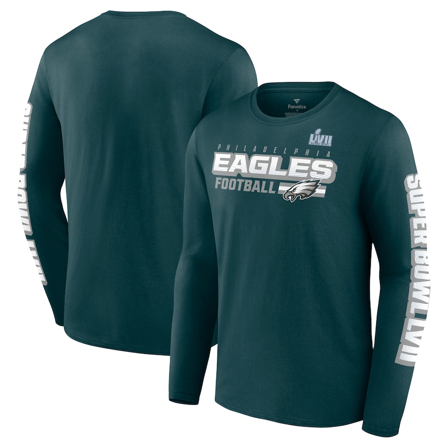 Philadelphia Eagles Midnight Green Super Bowl LVII Star Trail Long Sleeve T-Shirt - Man