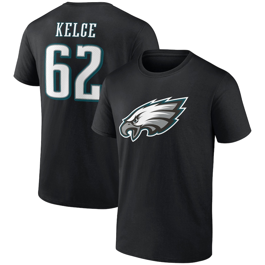 Philadelphia Eagles Jason Kelce Black Icon Player Name & Number T-Shirt - Man