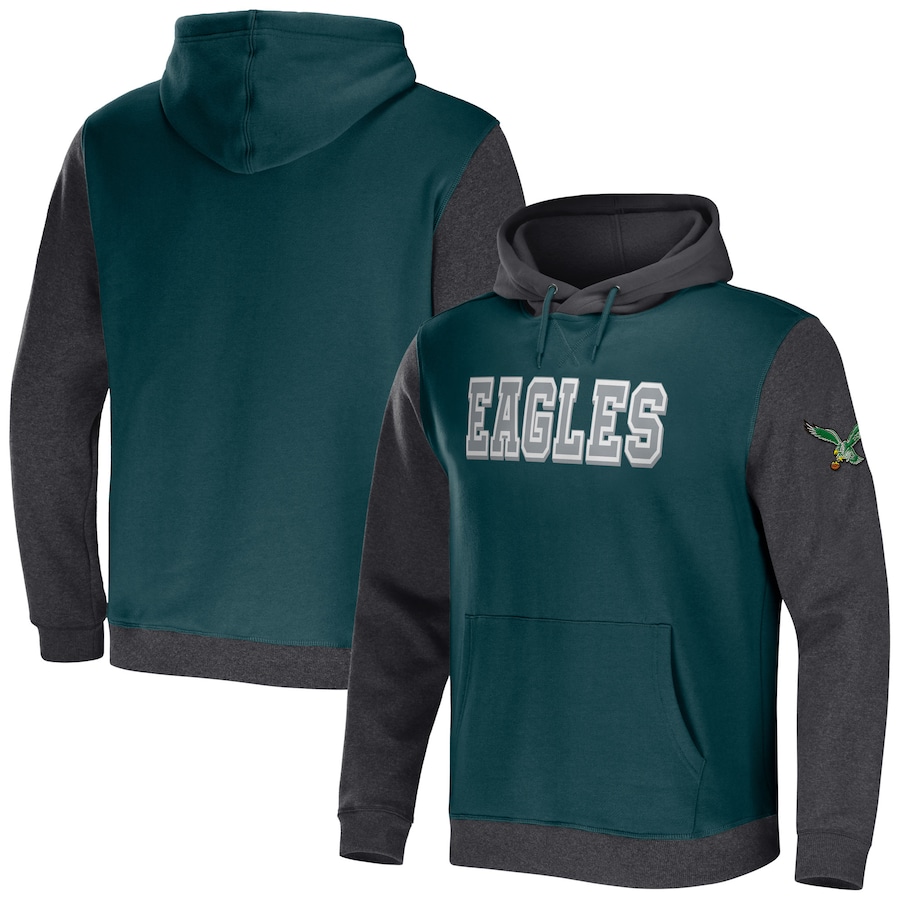 Philadelphia Eagles NFL x Darius Rucker Collection by USASportsStoreMidnight Green/Charcoal Colorblock Pullover Hoodie - Man