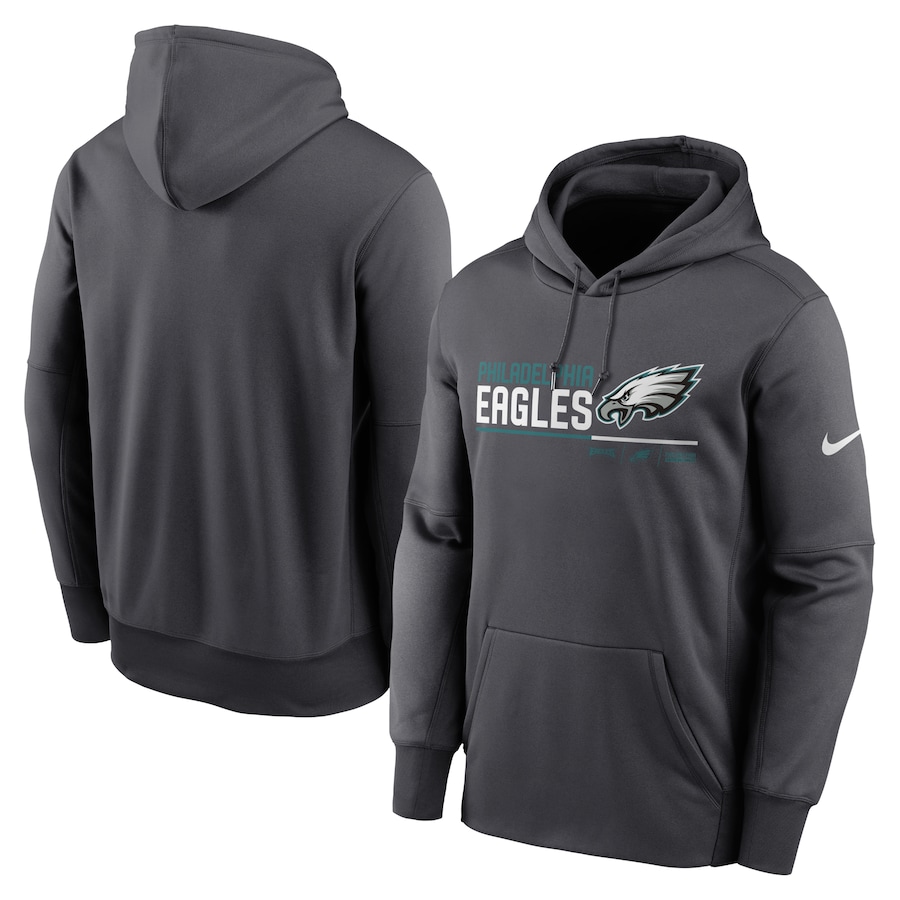 Philadelphia Eagles Football Anthracite Prime Logo Name Split Pullover Hoodie - Man