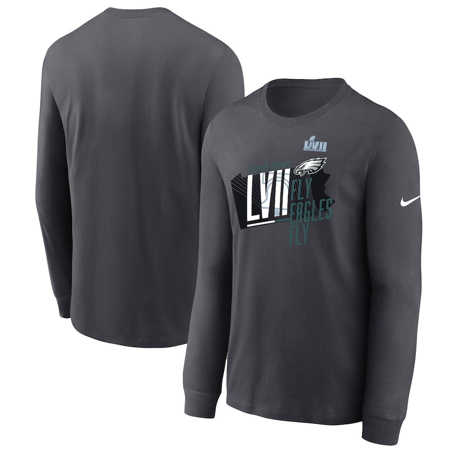 Philadelphia Eagles Football Anthracite Super Bowl LVII Local Phrase Long Sleeve T-Shirt - Man
