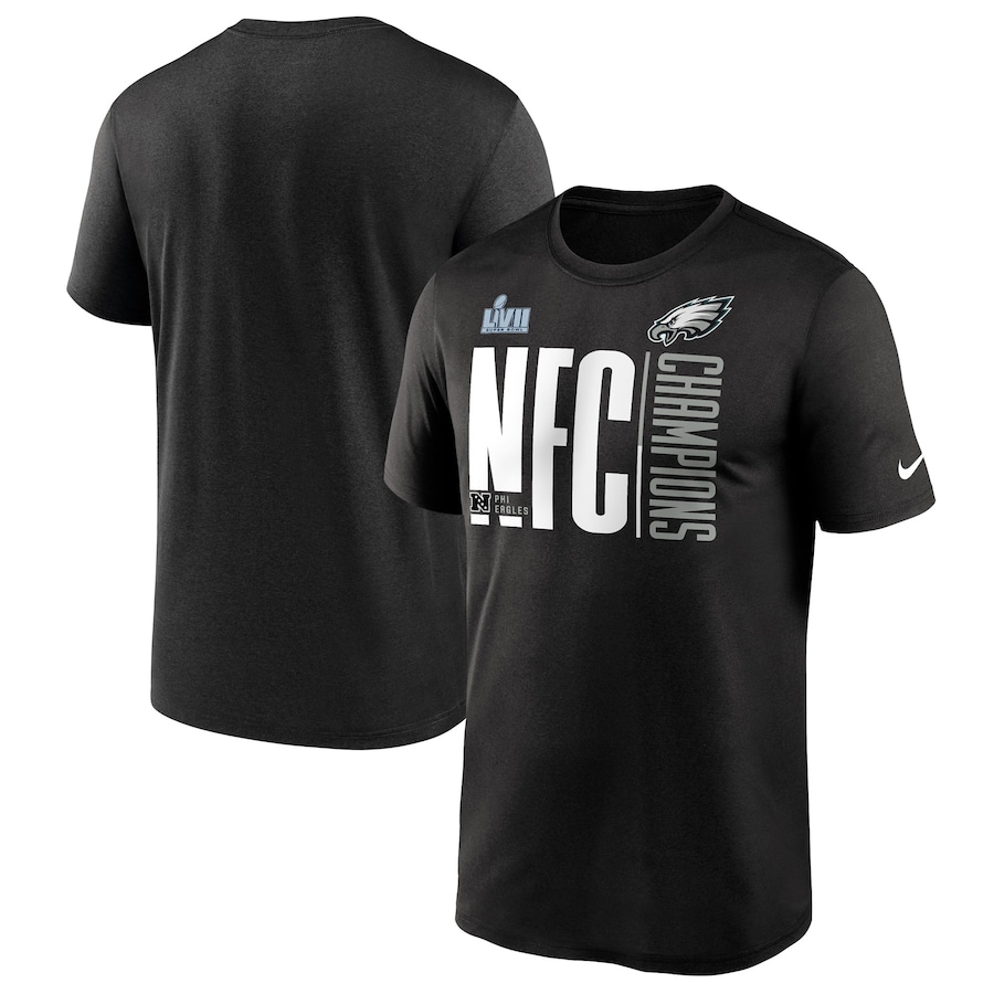Philadelphia Eagles Football Black 2022 NFC Champions Iconic T-Shirt - Man