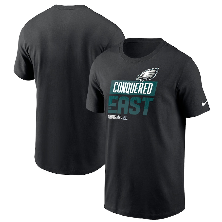 Philadelphia Eagles Football Black 2022 NFC East Division Champions Locker Room Trophy Collection T-Shirt - Man