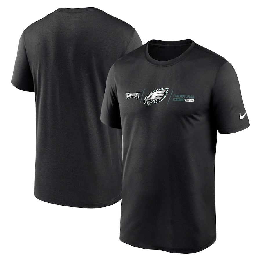 Philadelphia Eagles Football Black Horizontal Lockup Legend T-Shirt - Man Philadelphia Eagles Football Black Horizontal Lockup Legend T-Shirt - Man