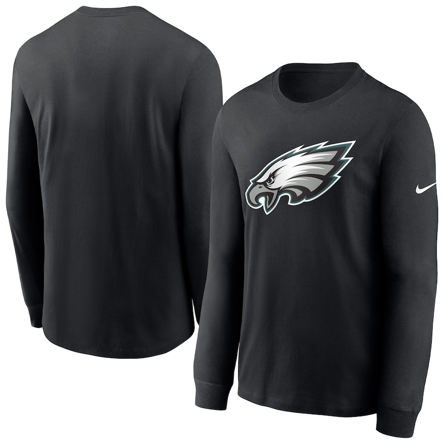 Philadelphia Eagles Football Black Primary Team Logo Long Sleeve T-Shirt - Man Philadelphia Eagles Football Black Primary Team Logo Long Sleeve T-Shirt - Man