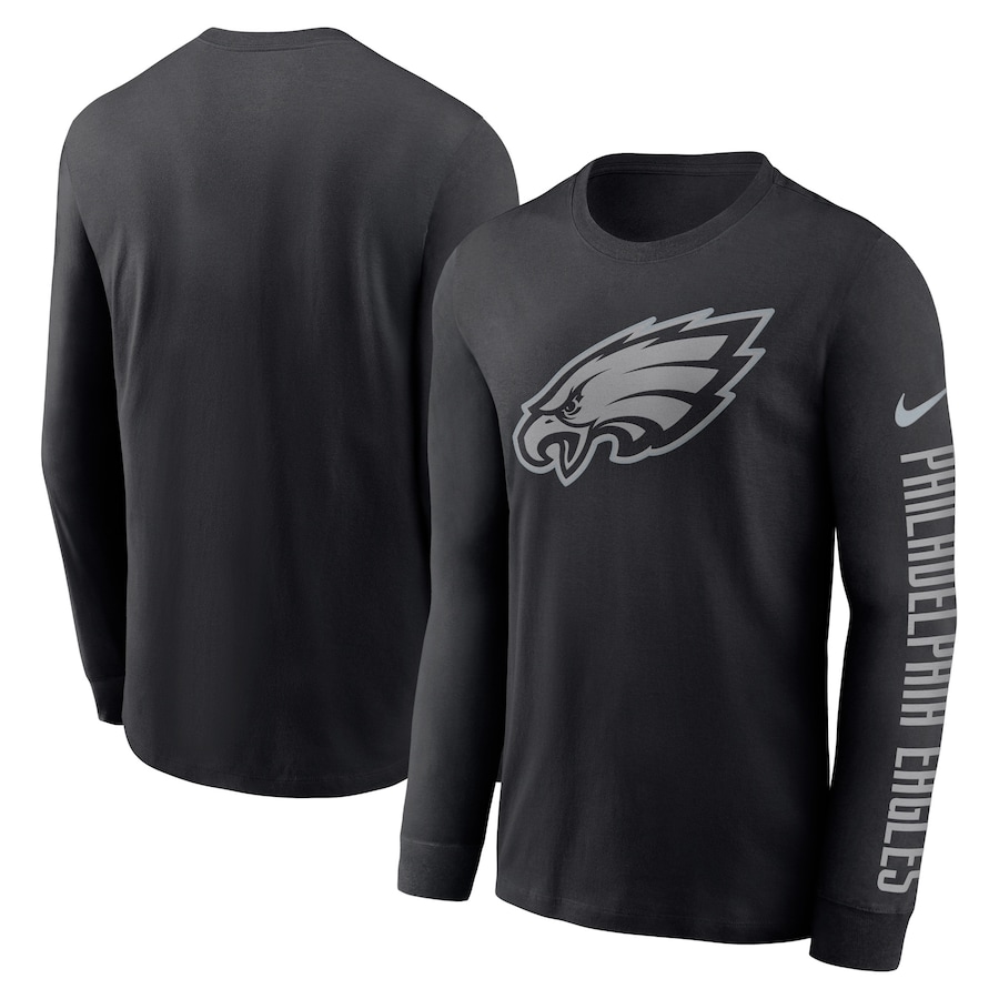 Philadelphia Eagles Football Black RFLCTV Name and Logo T-Shirt - Man Philadelphia Eagles Football Black RFLCTV Name and Logo T-Shirt - Man
