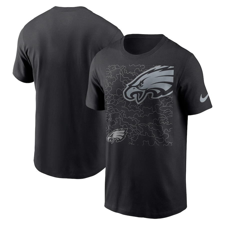 Philadelphia Eagles Football Black RFLCTV T-Shirt - Man Philadelphia Eagles Football Black RFLCTV T-Shirt - Man