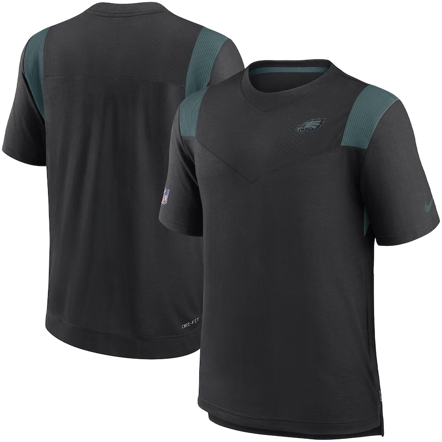 Philadelphia Eagles Football Black Sideline Tonal Logo Performance Player T-Shirt - Man
