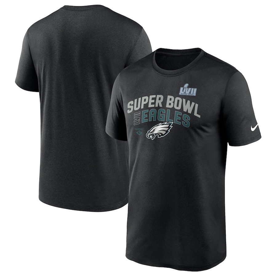 Philadelphia Eagles Football Black Super Bowl LVII Team Logo Lockup T-Shirt - Man