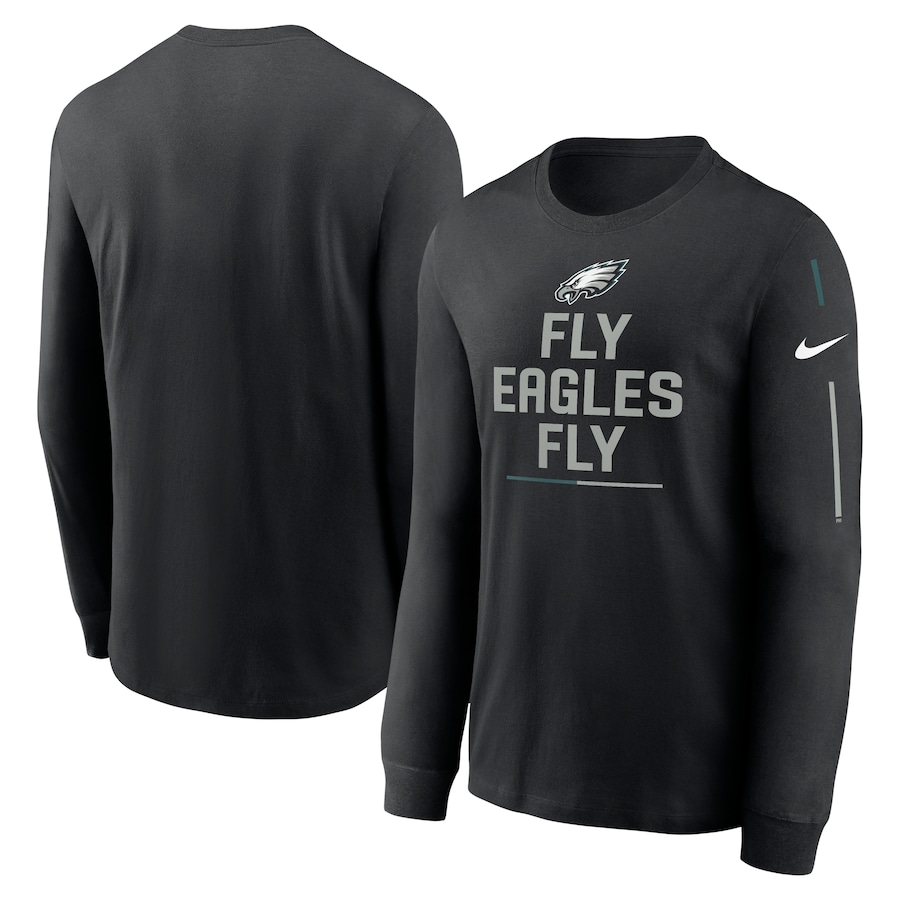 Philadelphia Eagles Football Black Team Slogan Long Sleeve T-Shirt - Man Philadelphia Eagles Football Black Team Slogan Long Sleeve T-Shirt - Man