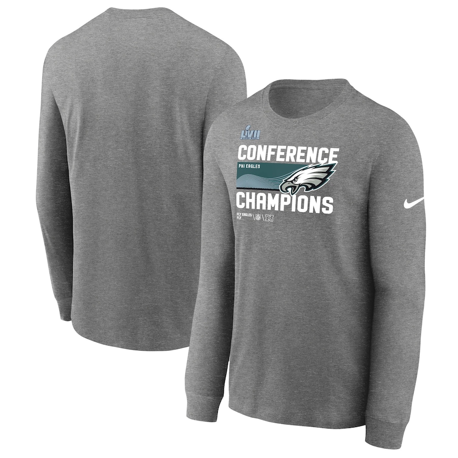 Philadelphia Eagles Football Charcoal 2022 NFC Champions Locker Room Trophy Collection Long Sleeve T-Shirt - Man