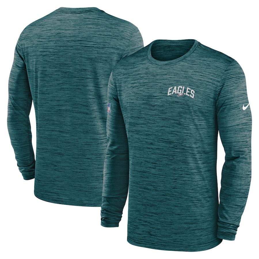 Philadelphia Eagles Football Green Sideline Velocity Athletic Stack Performance Long Sleeve T-Shirt - Man Philadelphia Eagles Football Green Sideline Velocity Athletic Stack Performance Long Sleeve T-Shirt - Man