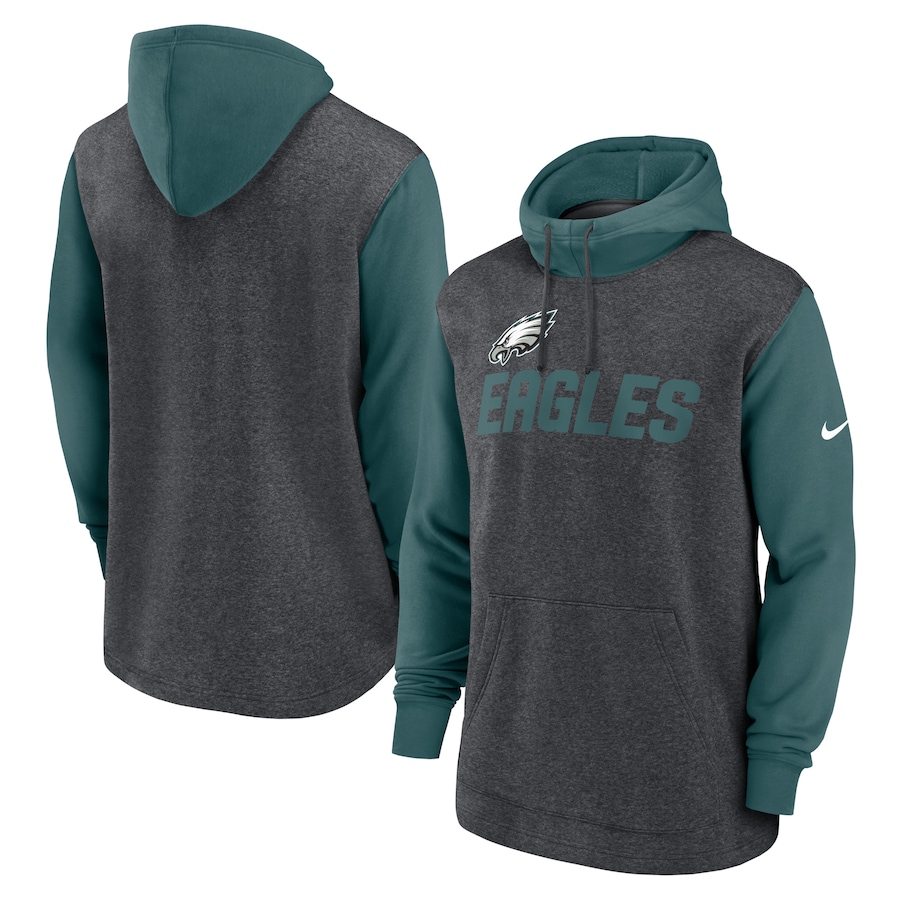 Philadelphia Eagles Football Heathered Charcoal/Midnight Green Surrey Legacy Pullover Hoodie - Man