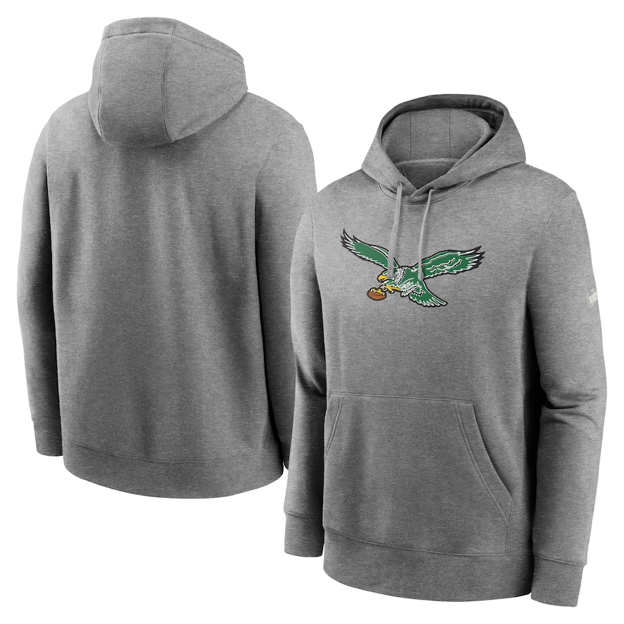 Philadelphia Eagles Football Heathered Gray Rewind Club Fleece Pullover Hoodie - Man