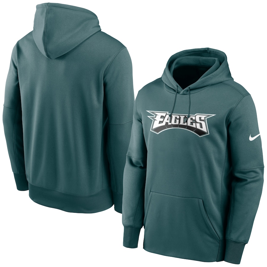Philadelphia Eagles Football Midnight Green Fan Gear Wordmark Performance Pullover Hoodie - Man