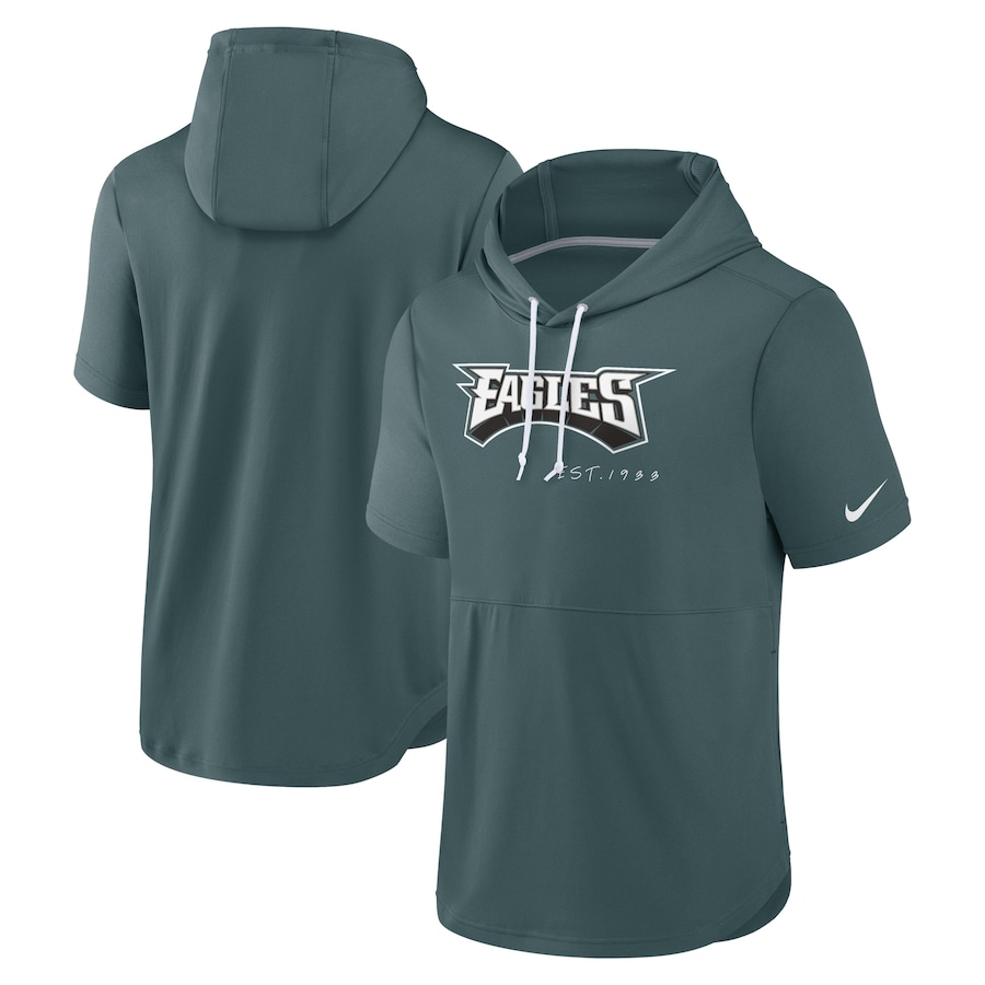 Philadelphia Eagles Football Midnight Green Short Sleeve Pullover Hoodie - Man