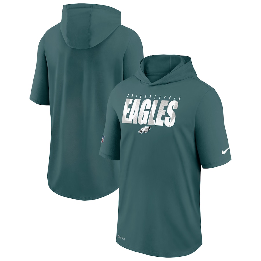 Philadelphia Eagles Football Midnight Green Sideline Playbook Hoodie Performance T-Shirt - Man Philadelphia Eagles Football Midnight Green Sideline Playbook Hoodie Performance T-Shirt - Man