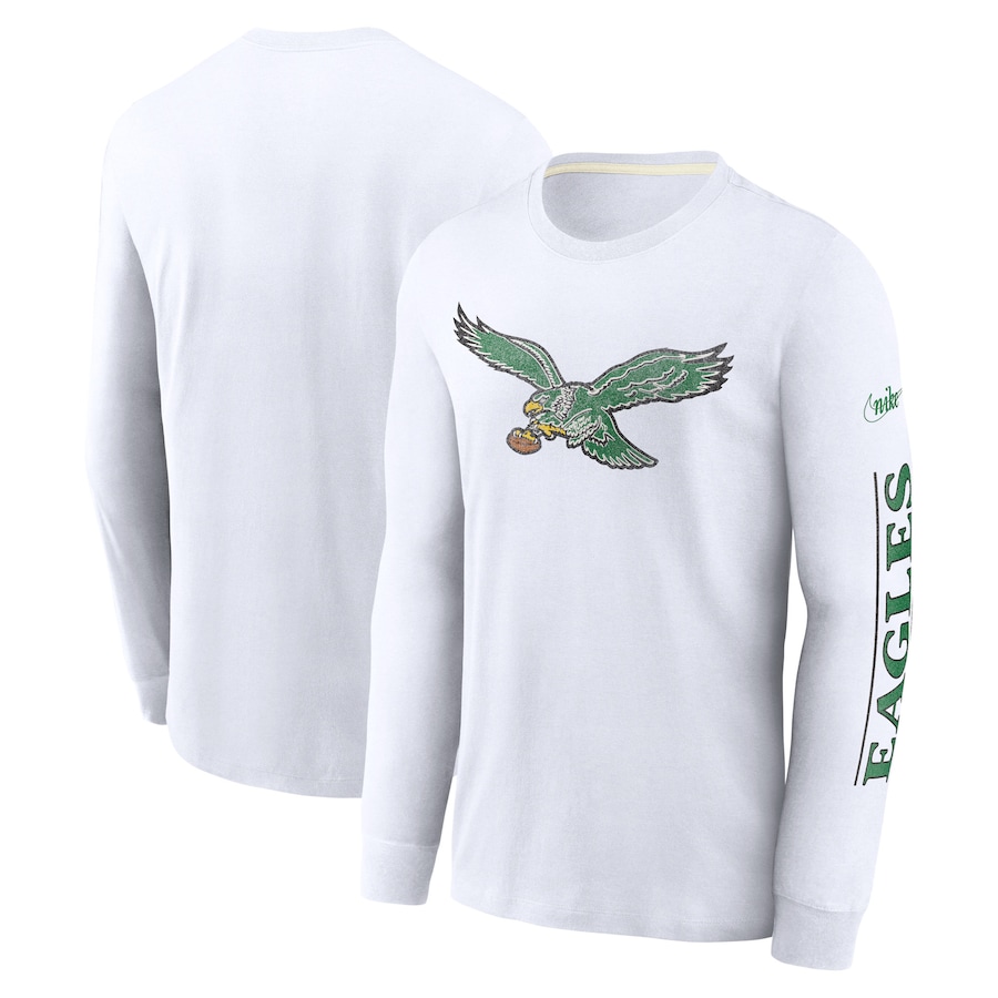 Philadelphia Eagles Football White Fashion Tri-Blend Long Sleeve T-Shirt - Man Philadelphia Eagles Football White Fashion Tri-Blend Long Sleeve T-Shirt - Man