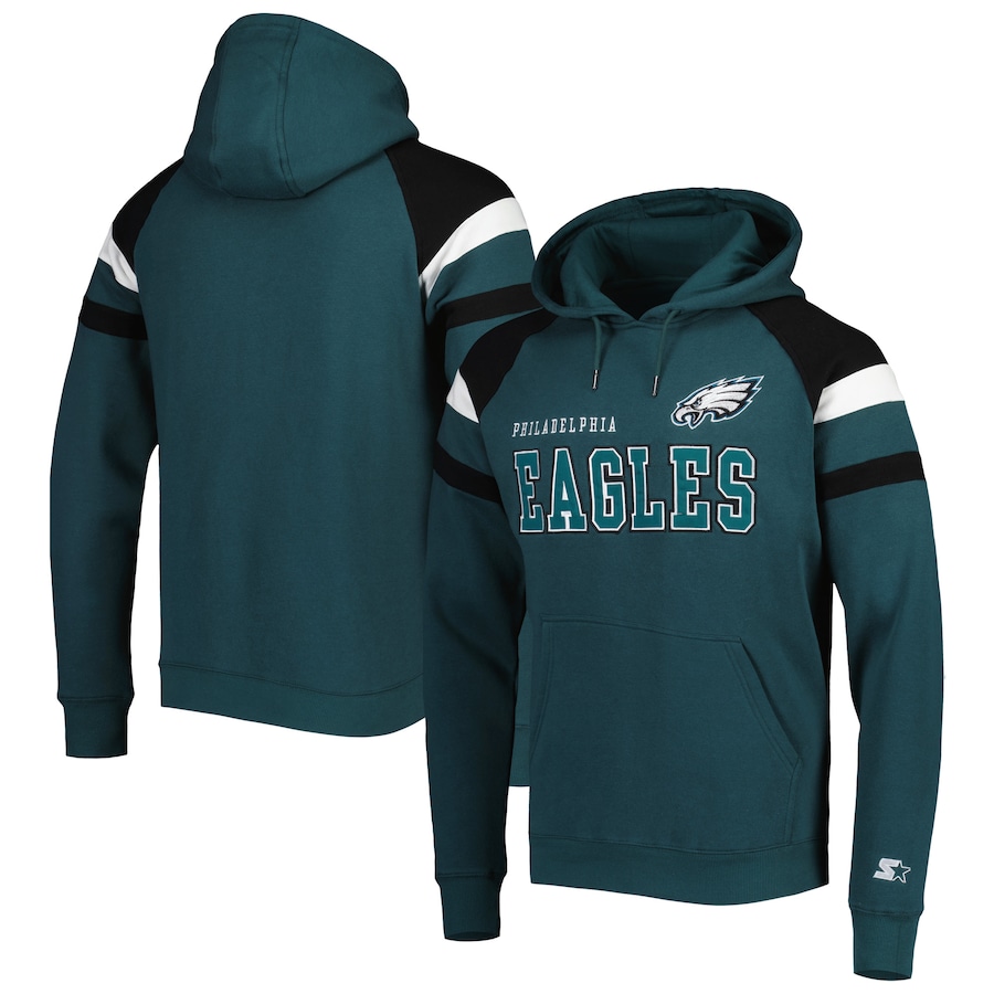 Philadelphia Eagles Starter Midnight Green Draft Fleece Raglan Pullover Hoodie - Man