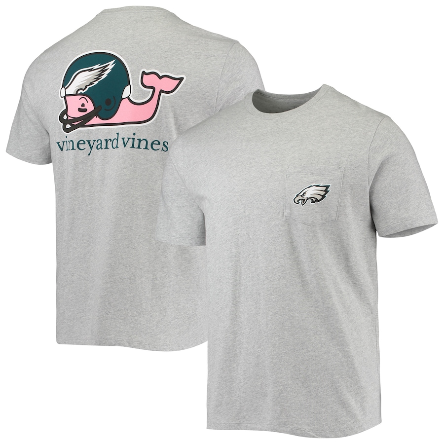 Philadelphia Eagles Vineyard Vines Heathered Gray Team Whale Helmet T-Shirt - Man