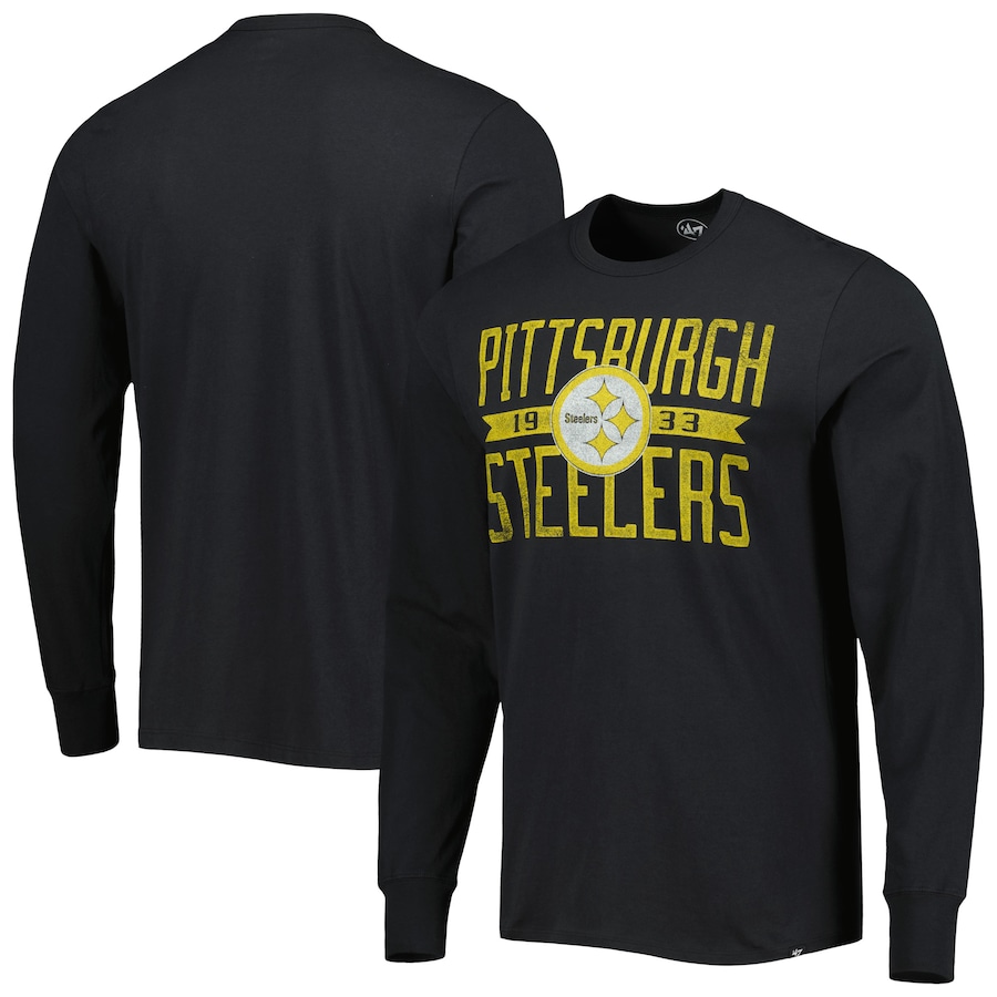 Pittsburgh Steelers '47 Black Brand Wide Out Franklin Long Sleeve T-Shirt - Man