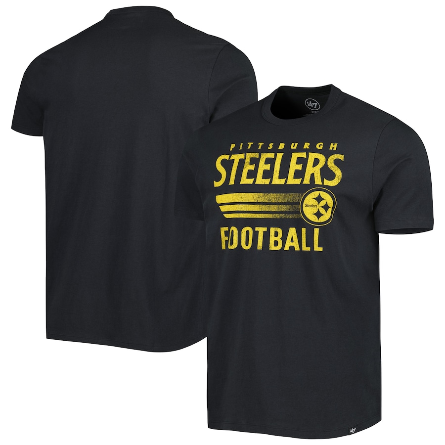 Pittsburgh Steelers '47 Black Wordmark Rider Franklin T-Shirt - Man
