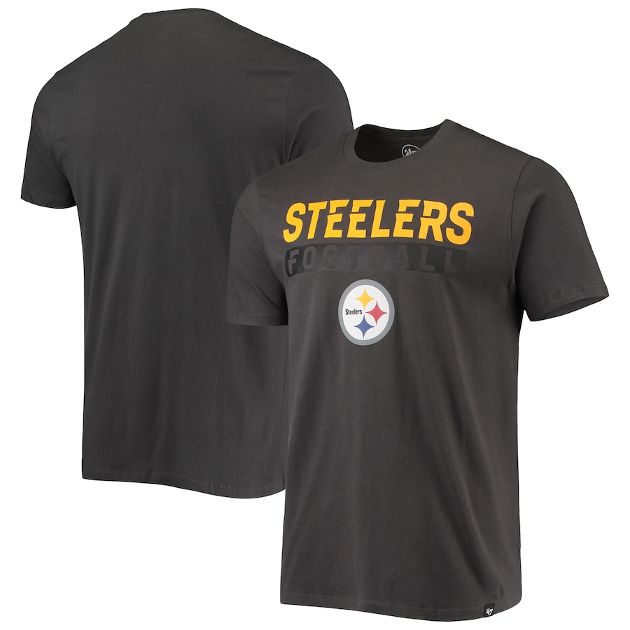 Pittsburgh Steelers '47 Charcoal Dark Ops Super Rival T-Shirt - Man